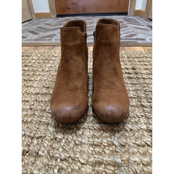 Pierre Dumas Boots Womens Size 10 Suede Tan Ankle Zip Wedge Booties - Picture 6 of 11